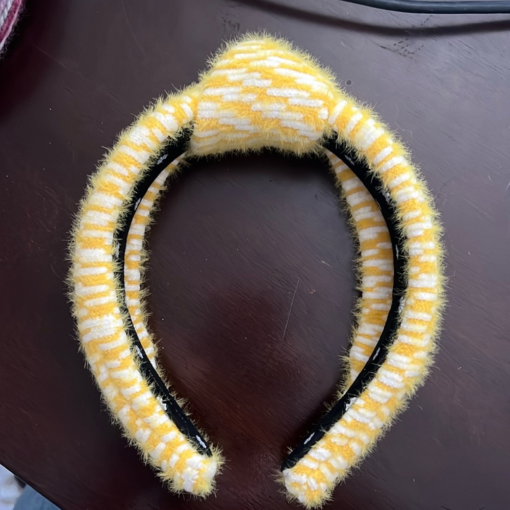 Elle Sadoughi Fuzzy Yellow Headband - EUC, perfect for spring!